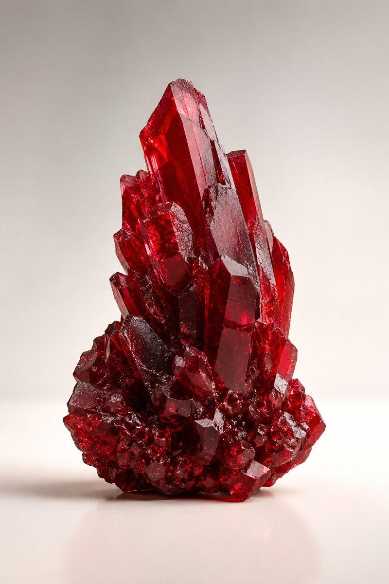 Vitamin B12 inspired crimson crystal symbolizing energy metabolism in Moon Rabbit beef liver capsules
