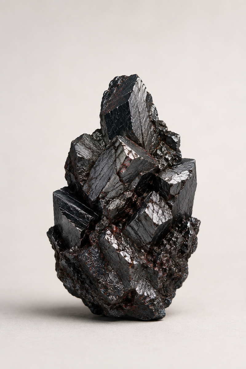 Heme iron inspired dark metallic mineral formation symbolizing oxygen transport and blood health